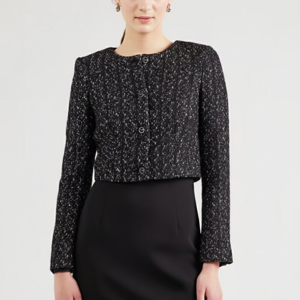 *Monki Black Tweed Flower-Button Tweed Jacket NWT – Women’s Size 38